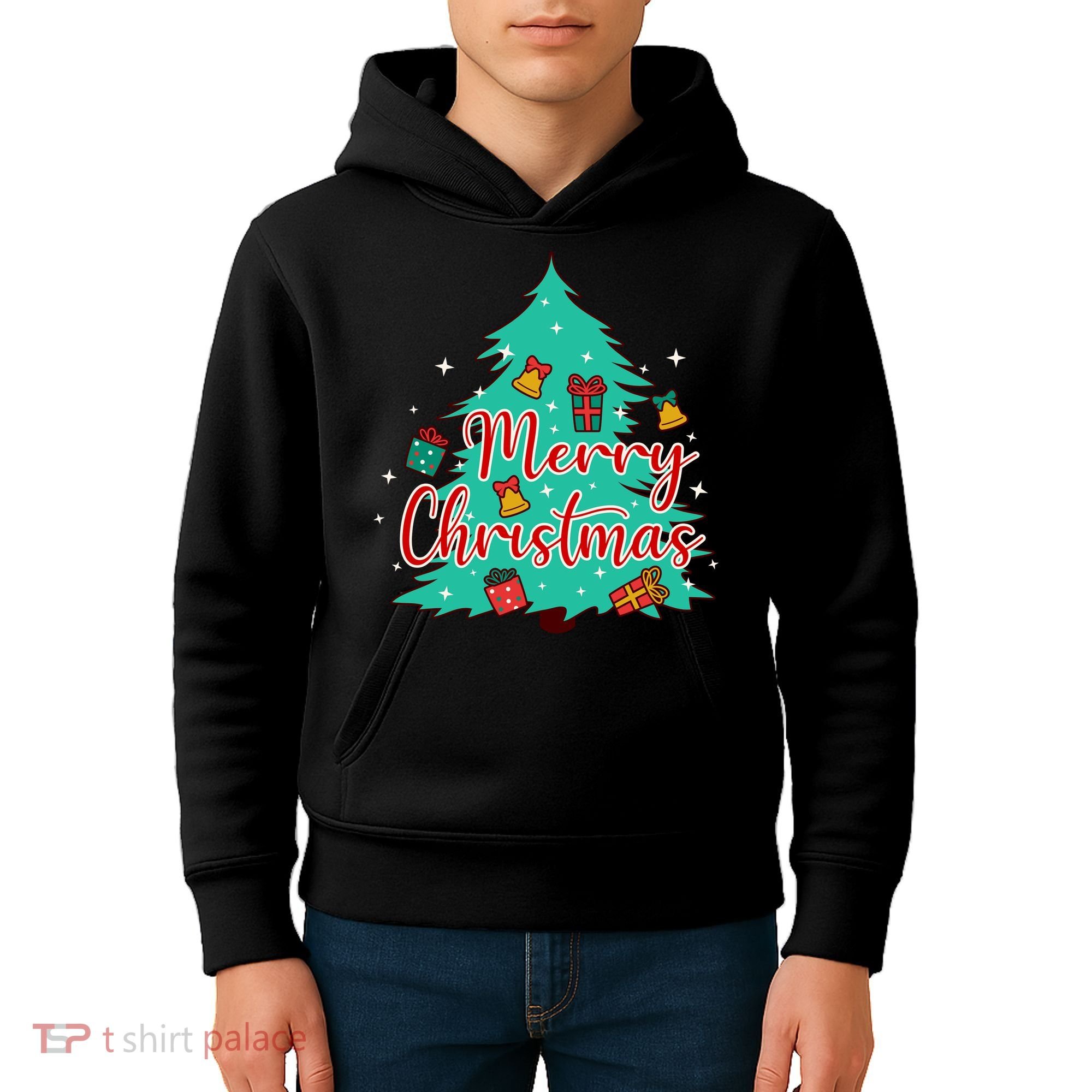 Merry Christmas Retro Christmas Tree Santa Claus Xmas Goodies Groovy Plus Size Kids Hoodie