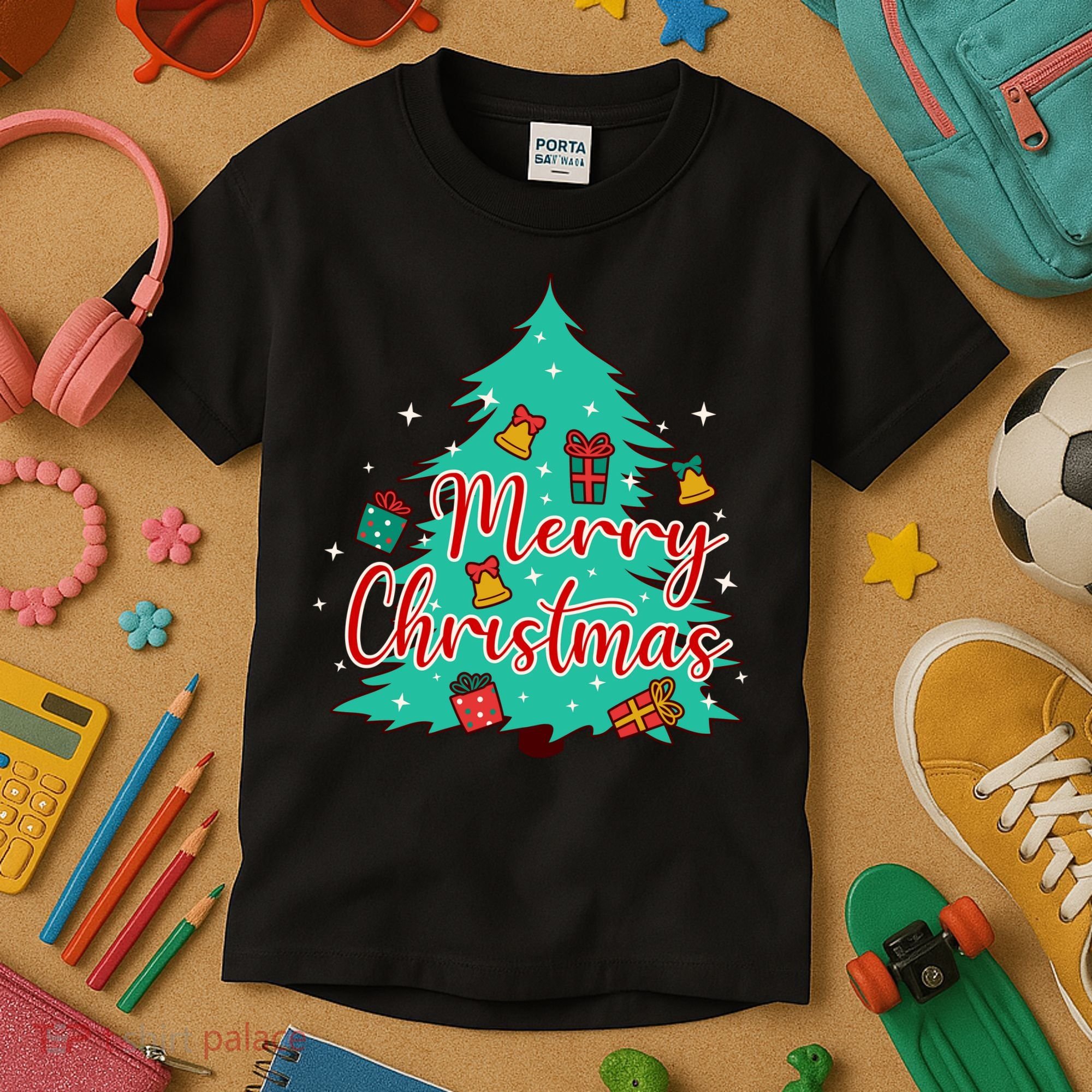 Merry Christmas Retro Christmas Tree Santa Claus Xmas Goodies Groovy Plus Size Kids T-Shirt