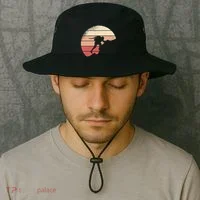 Mountain Climber Retro Sunset Bucket Hat thumb 2