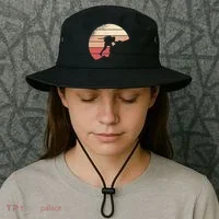 Mountain Climber Retro Sunset Bucket Hat thumb 3