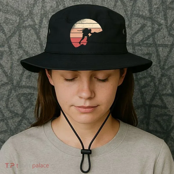 Mountain Climber Retro Sunset Bucket Hat