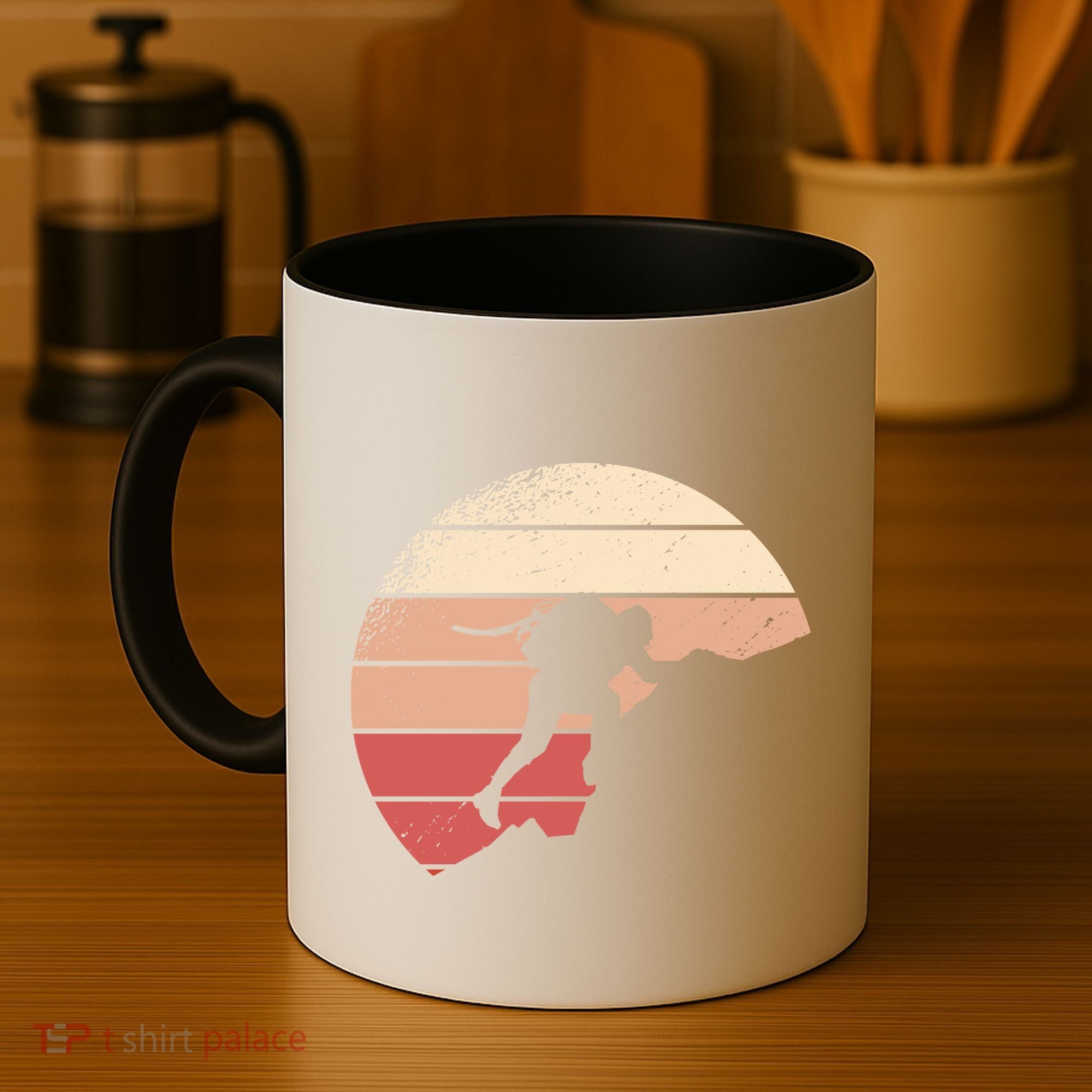 Mountain Climber Retro Sunset Coffee Mug