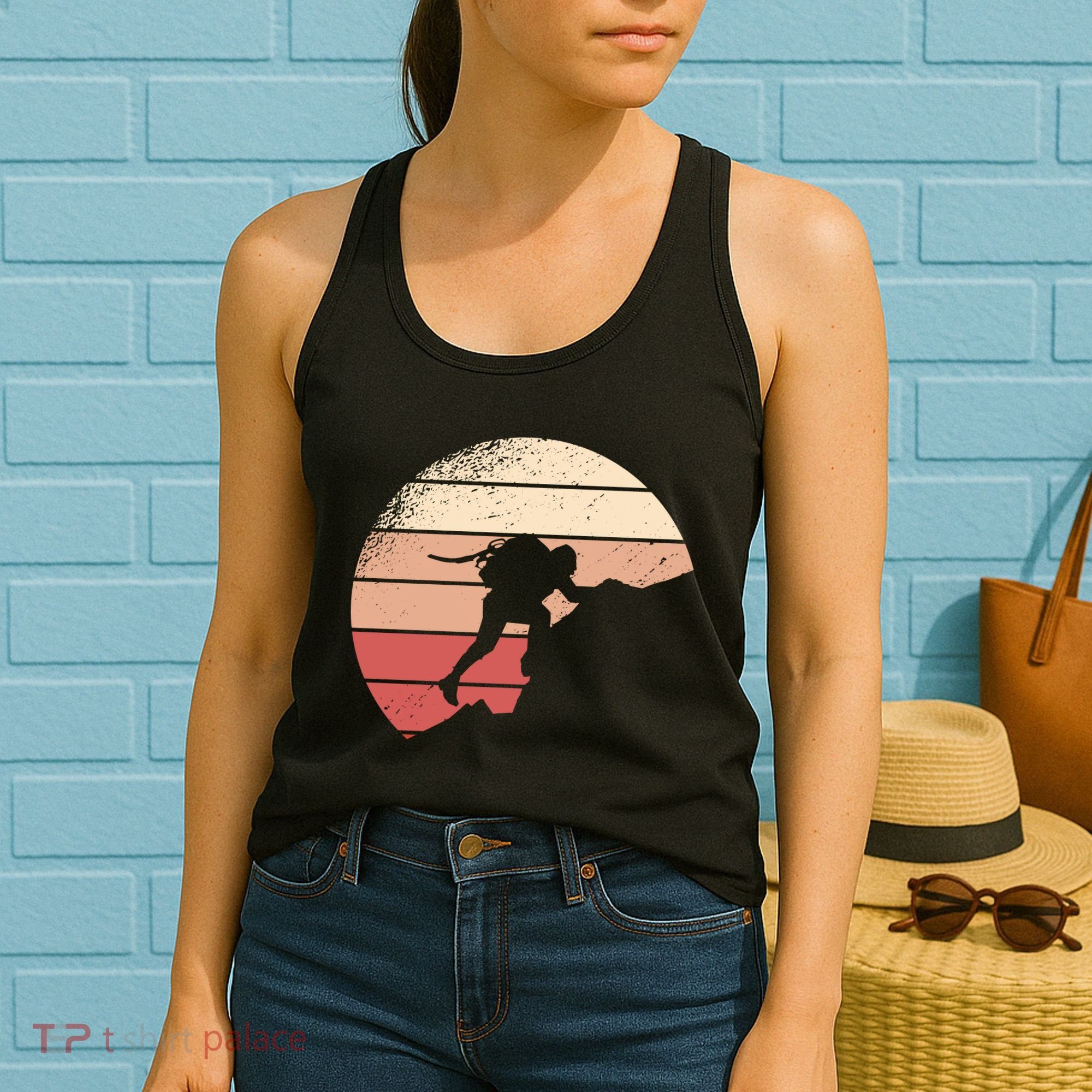 Mountain Climber Retro Sunset Women's Tank Top