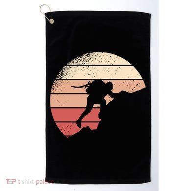 Mountain Climber Retro Sunset Golf Towel