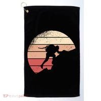 Mountain Climber Retro Sunset Golf Towel thumb 0
