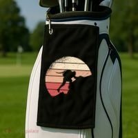 Mountain Climber Retro Sunset Golf Towel thumb 2