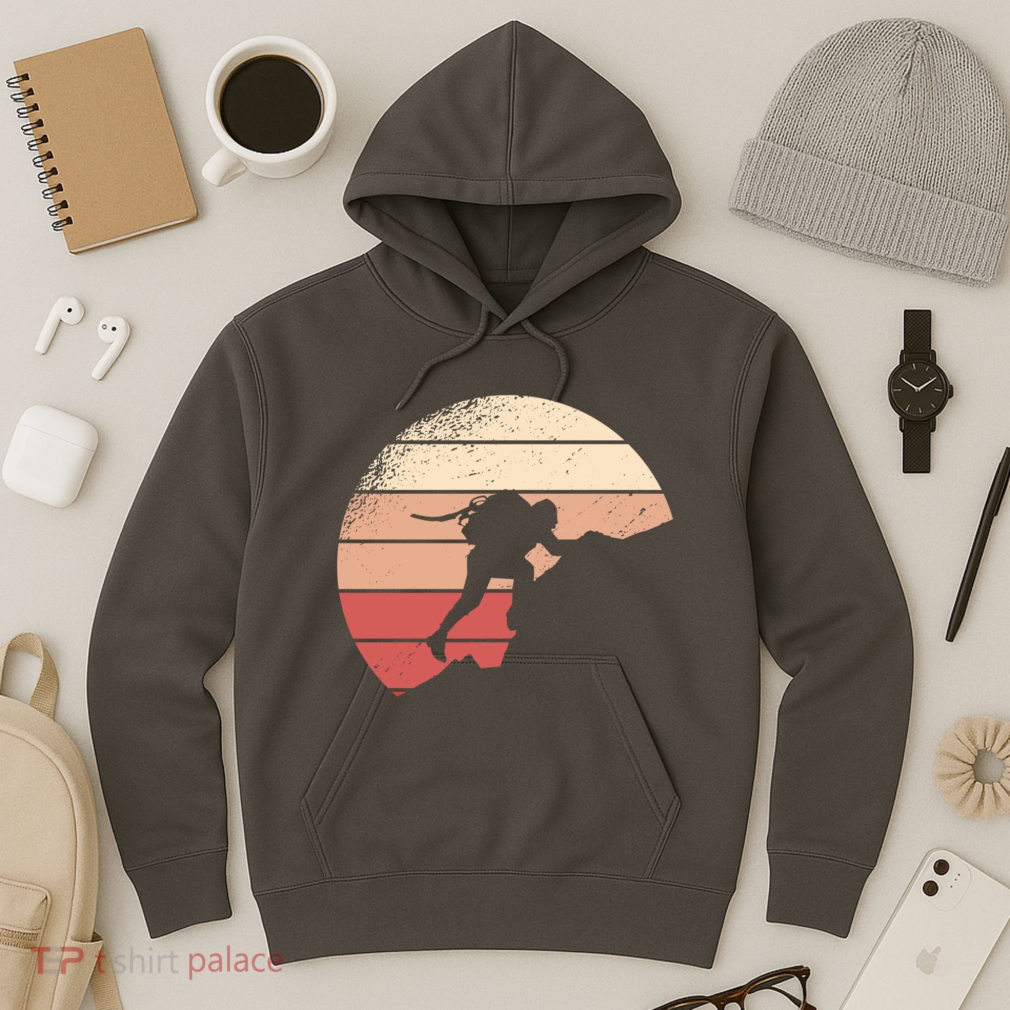 Mountain Climber Retro Sunset Hoodie