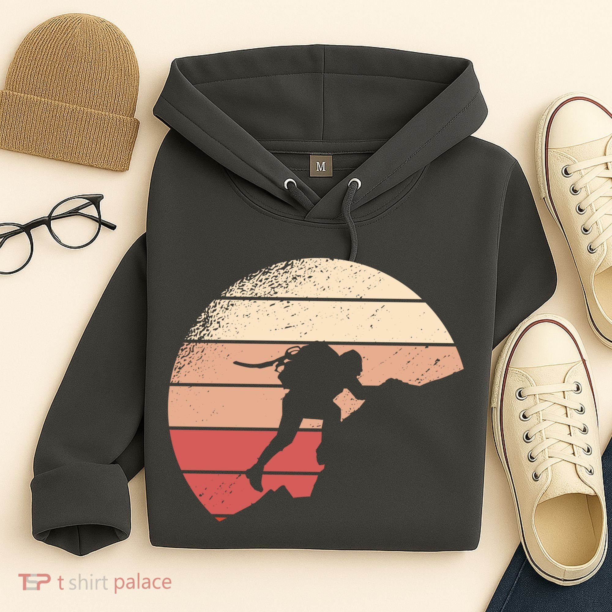 Mountain Climber Retro Sunset Hoodie
