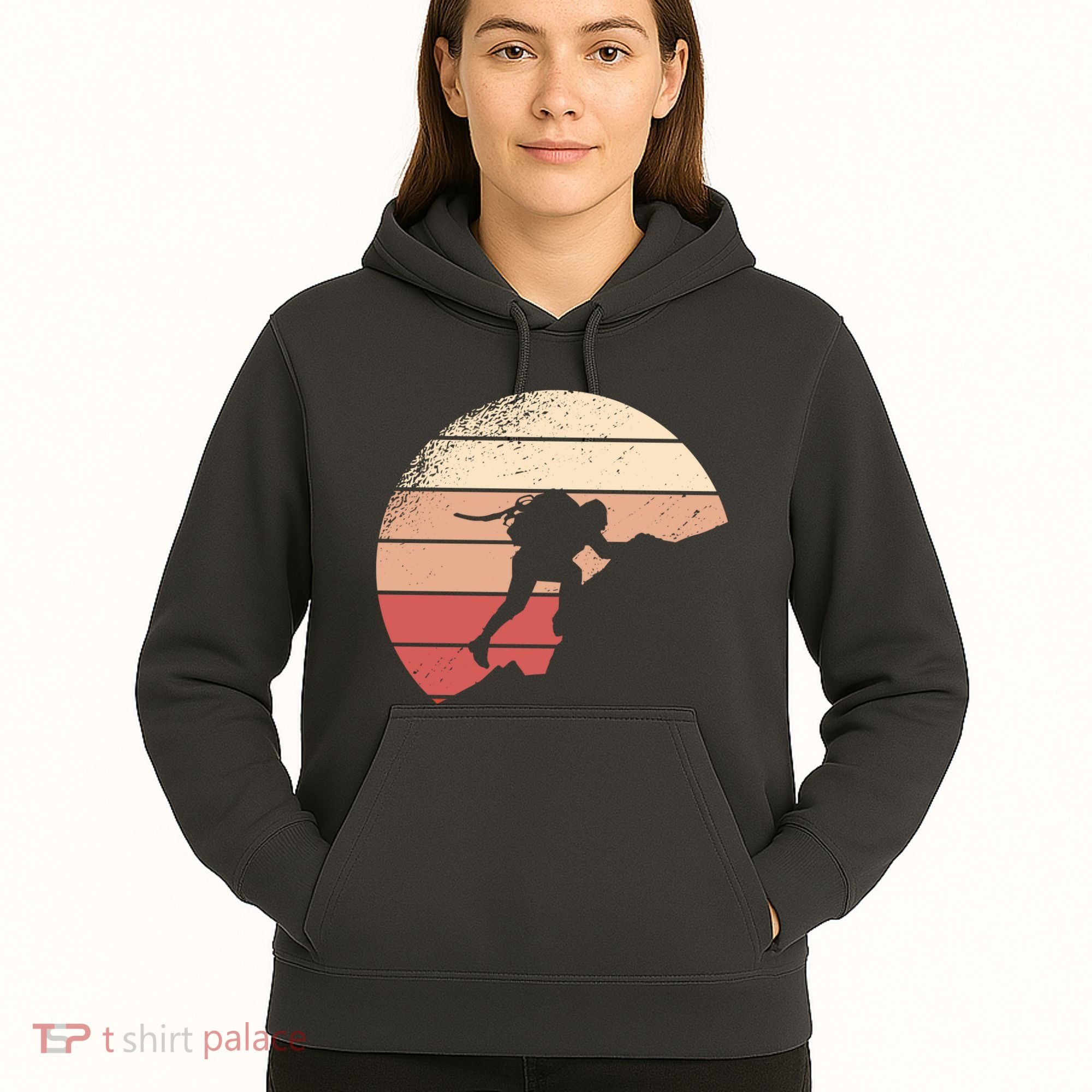 Mountain Climber Retro Sunset Hoodie