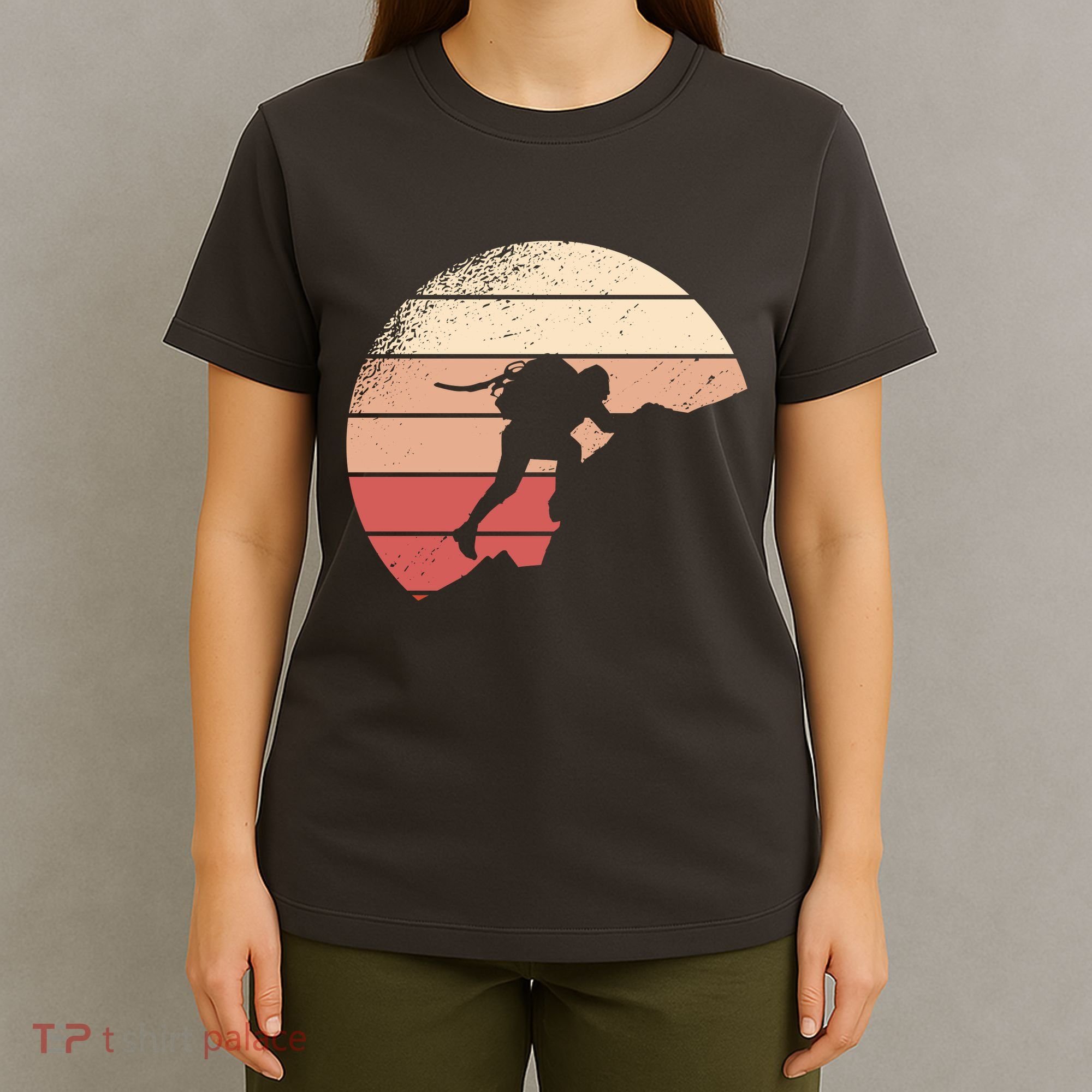 Mountain Climber Retro Sunset T-Shirt