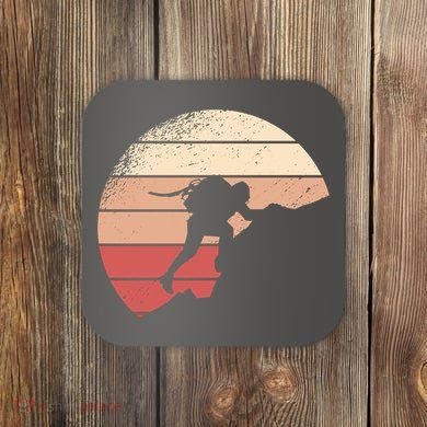 Mountain Climber Retro Sunset Coaster