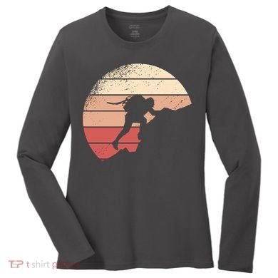 Mountain Climber Retro Sunset Women's Long Sleeve Shirt