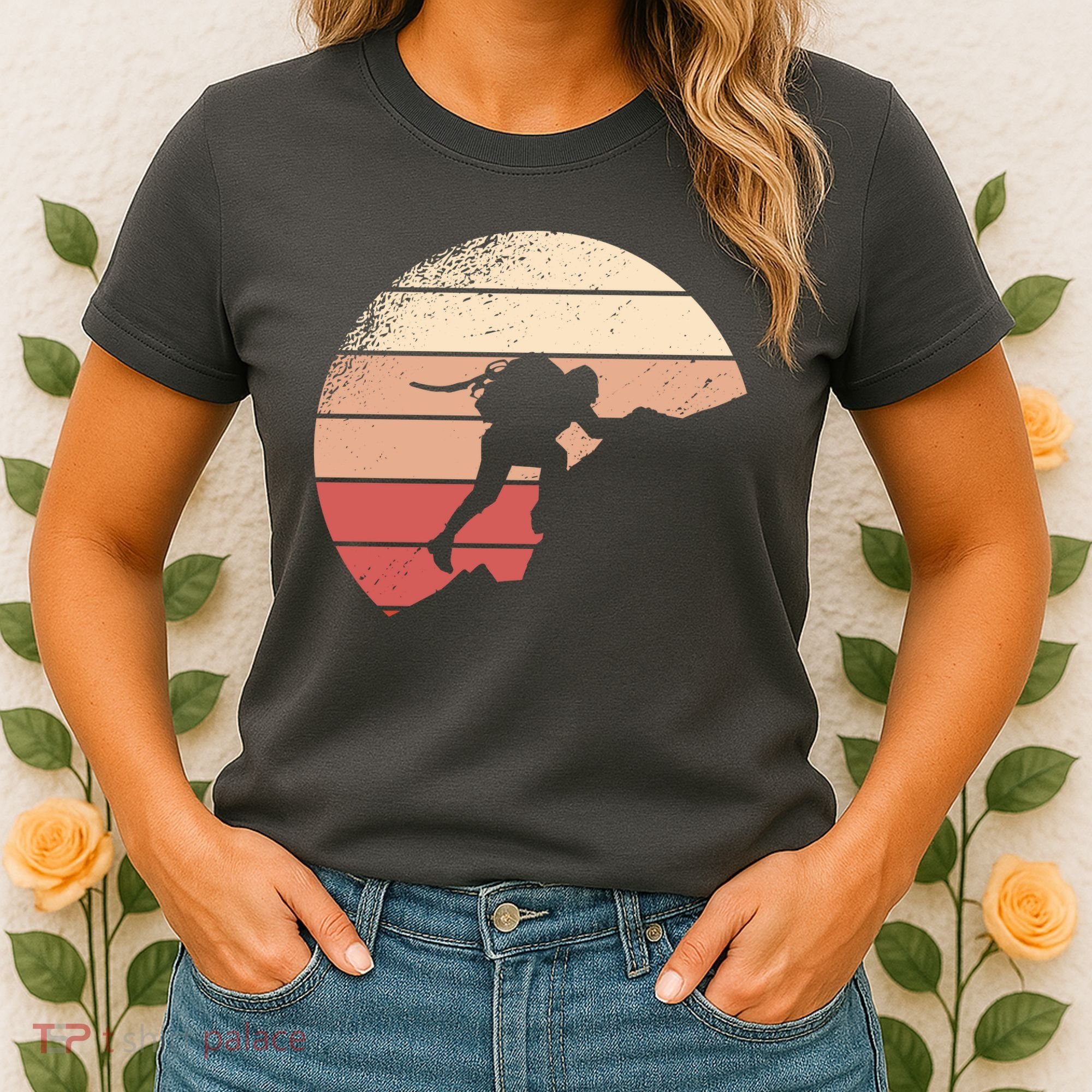 Mountain Climber Retro Sunset Women's T-Shirt
