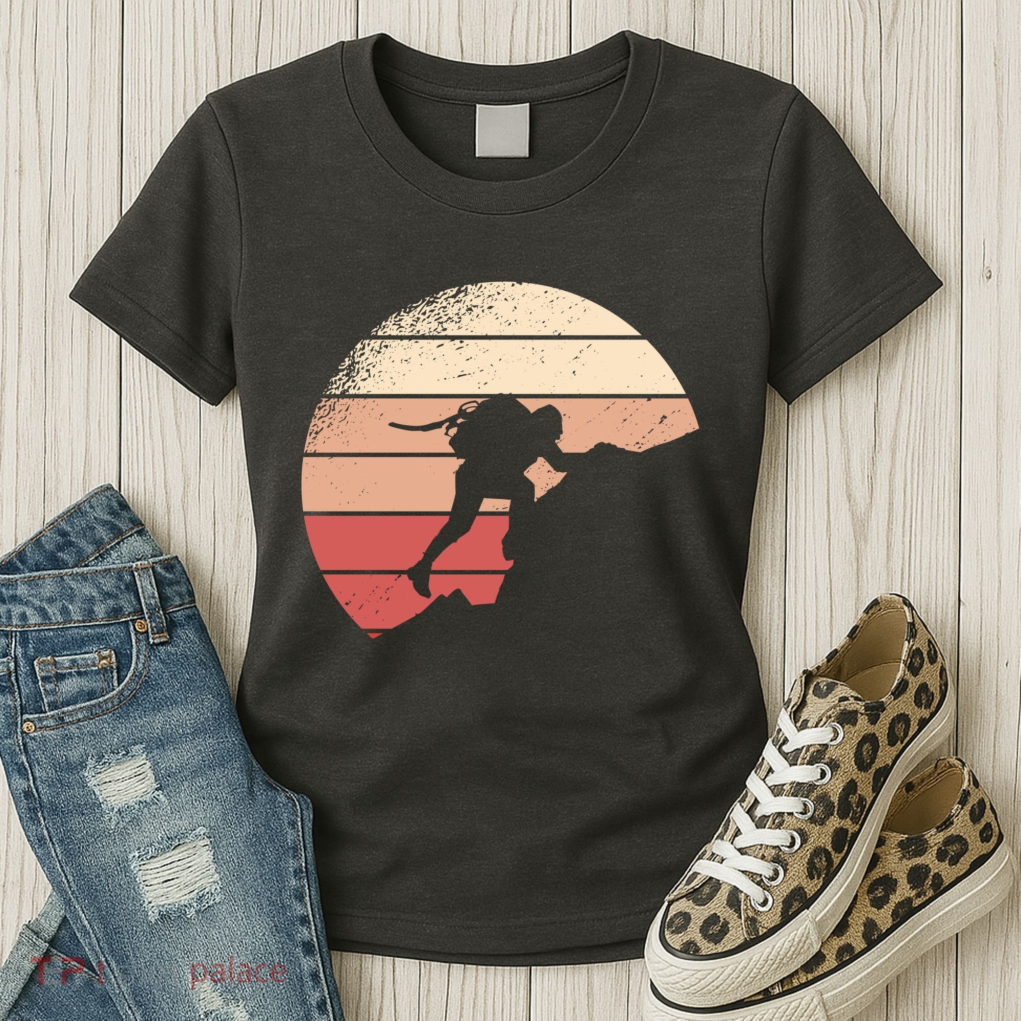 Mountain Climber Retro Sunset Women's T-Shirt