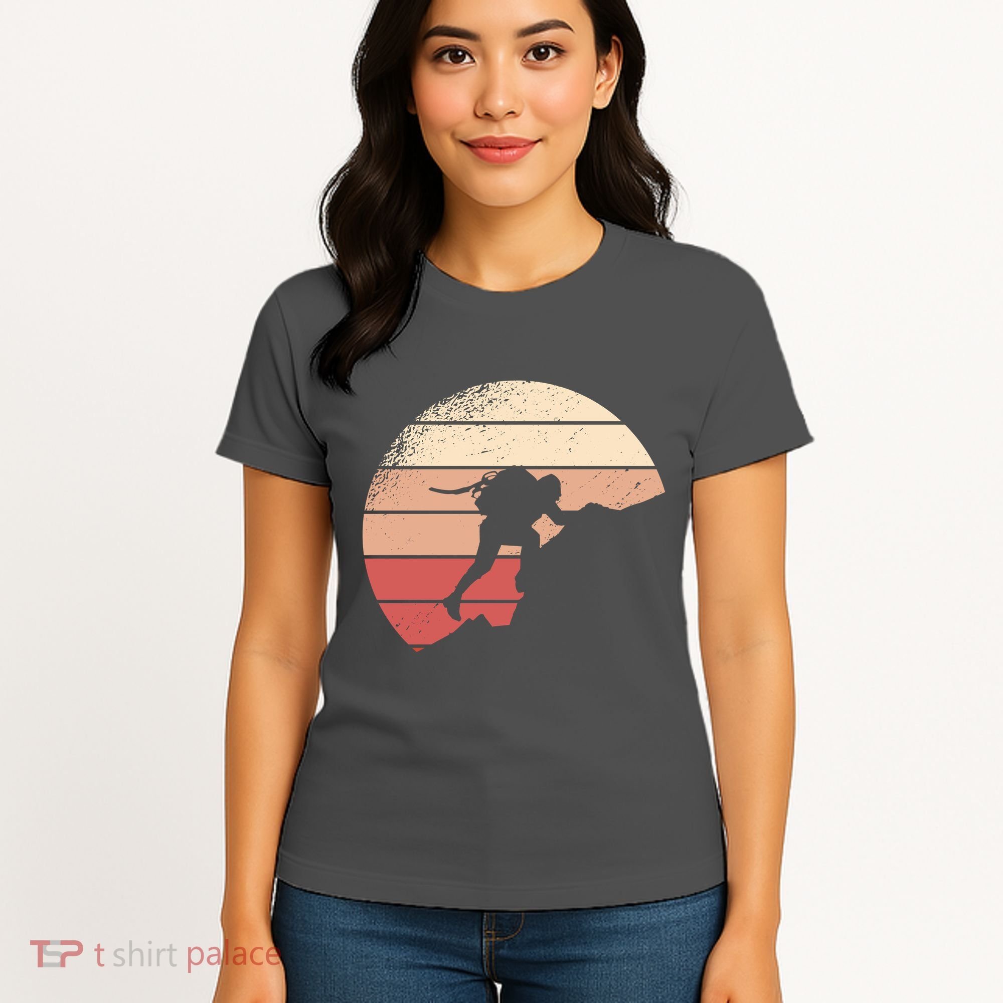 Mountain Climber Retro Sunset Women's T-Shirt