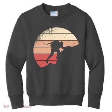 Mountain Climber Retro Sunset Kids Sweatshirt