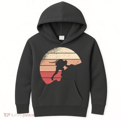Mountain Climber Retro Sunset Kids Hoodie