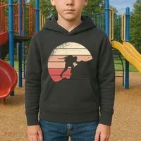 Mountain Climber Retro Sunset Kids Hoodie thumb 2