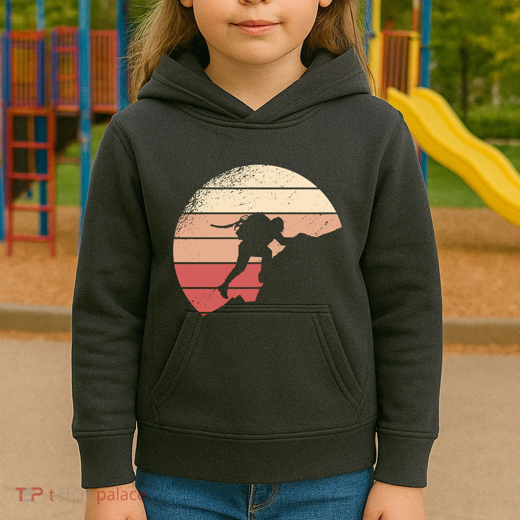 Mountain Climber Retro Sunset Kids Hoodie