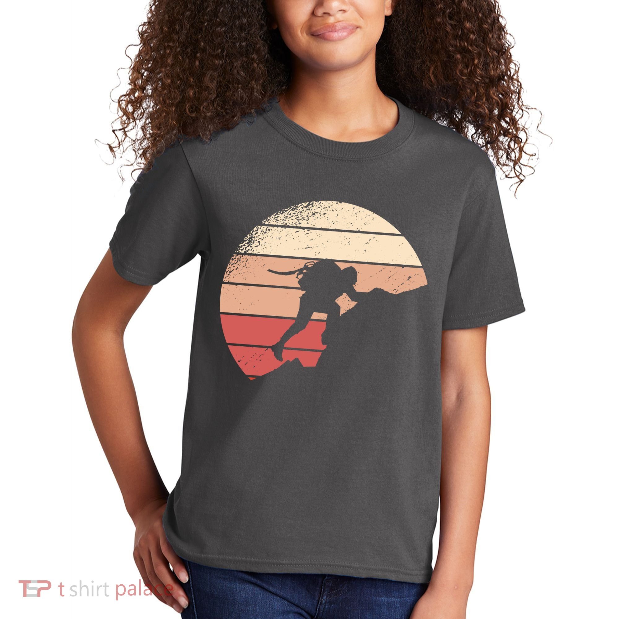 Mountain Climber Retro Sunset Kids T-Shirt