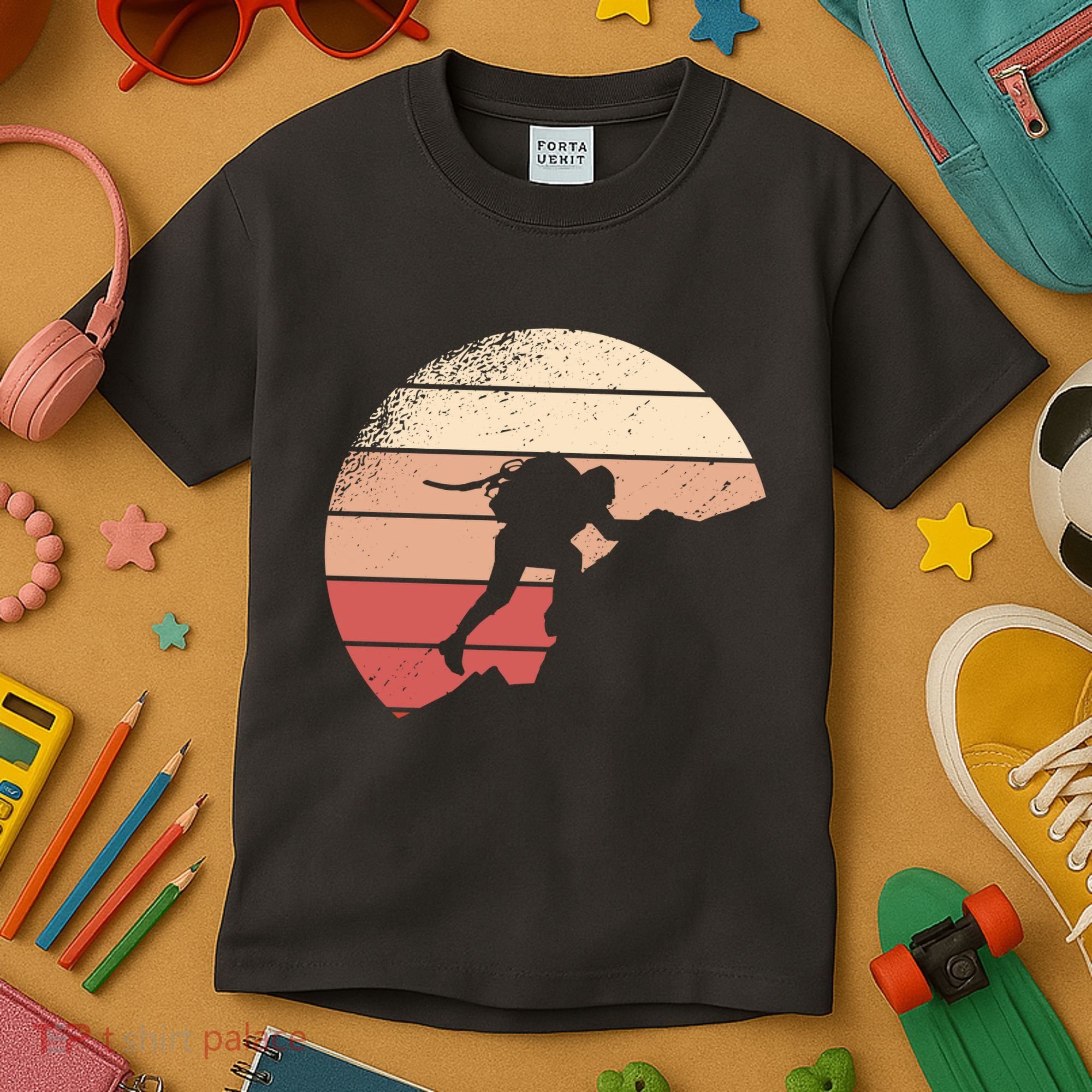 Mountain Climber Retro Sunset Kids T-Shirt