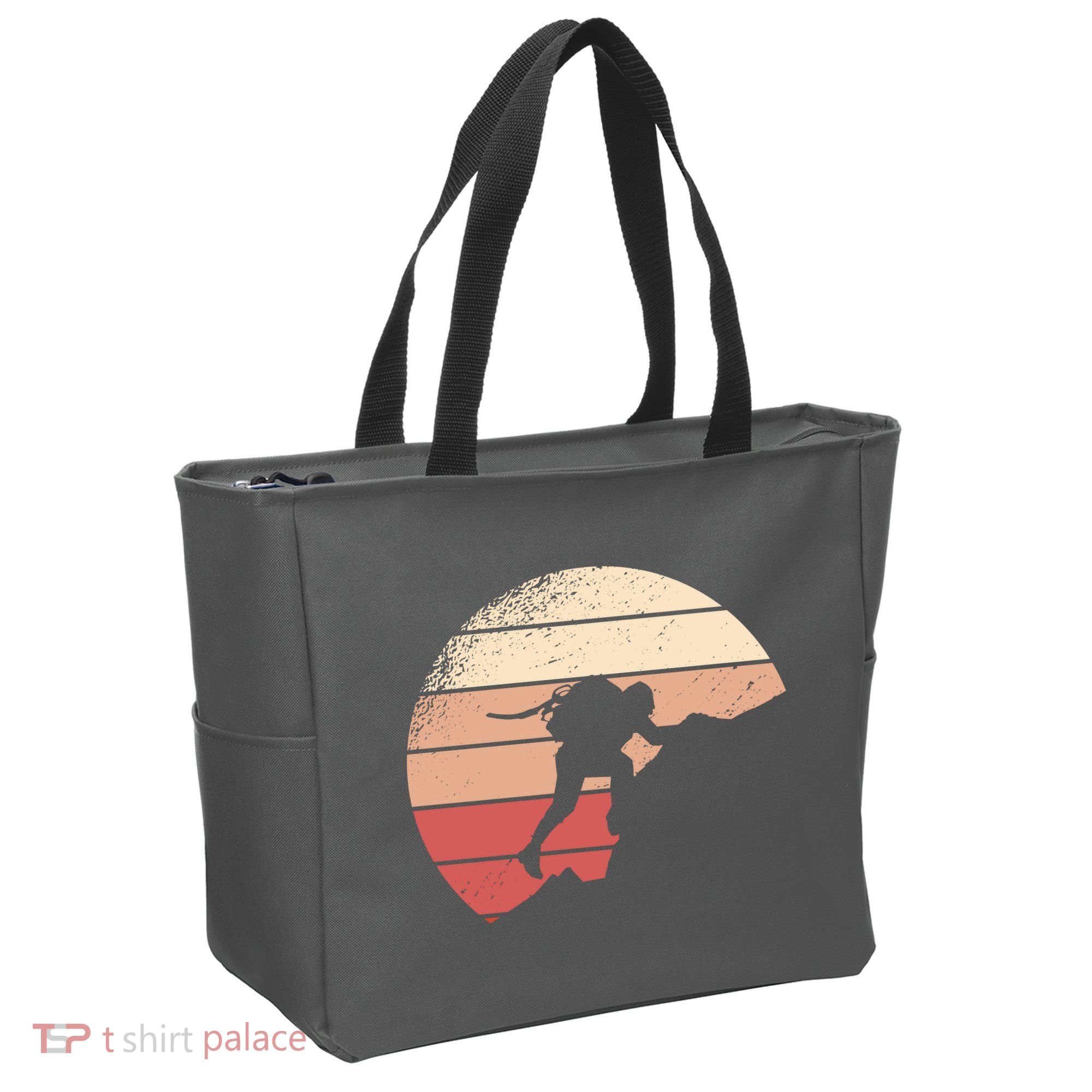 Mountain Climber Retro Sunset Tote Bag