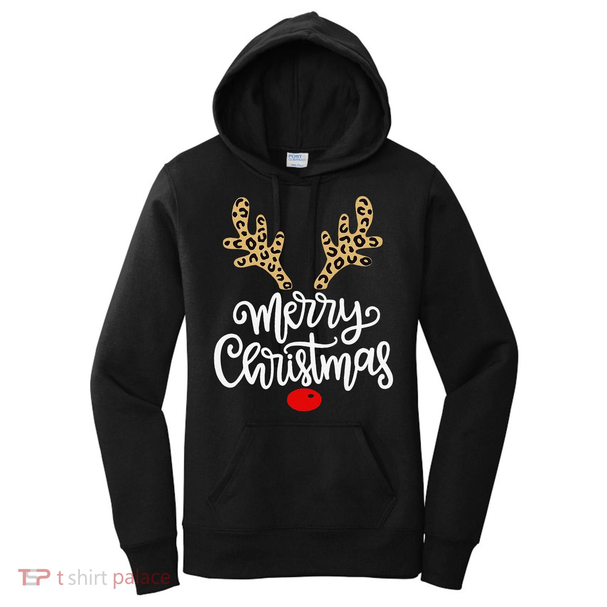 Merry Christmas Reindeer Red Nose Xmas Family Matching Women's Hoodie