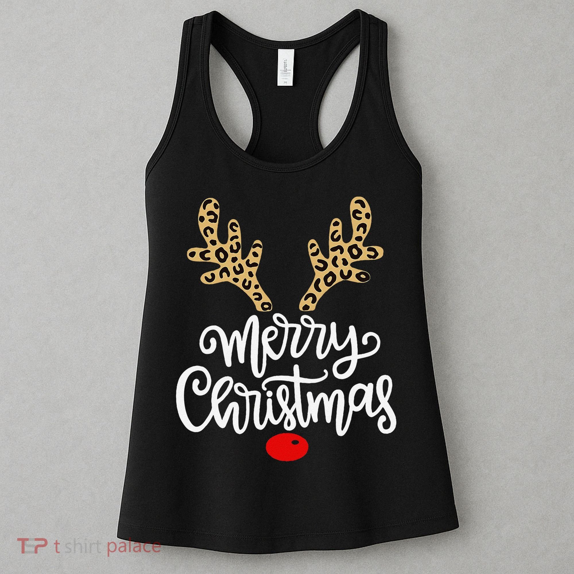 Merry Christmas Reindeer Red Nose Xmas Family Matching Women's Tank Top