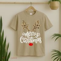 Merry Christmas Reindeer Red Nose Xmas Family Matching T-Shirt thumb 2