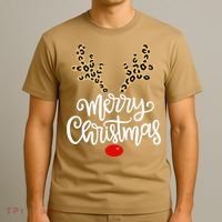 Merry Christmas Reindeer Red Nose Xmas Family Matching T-Shirt thumb 3
