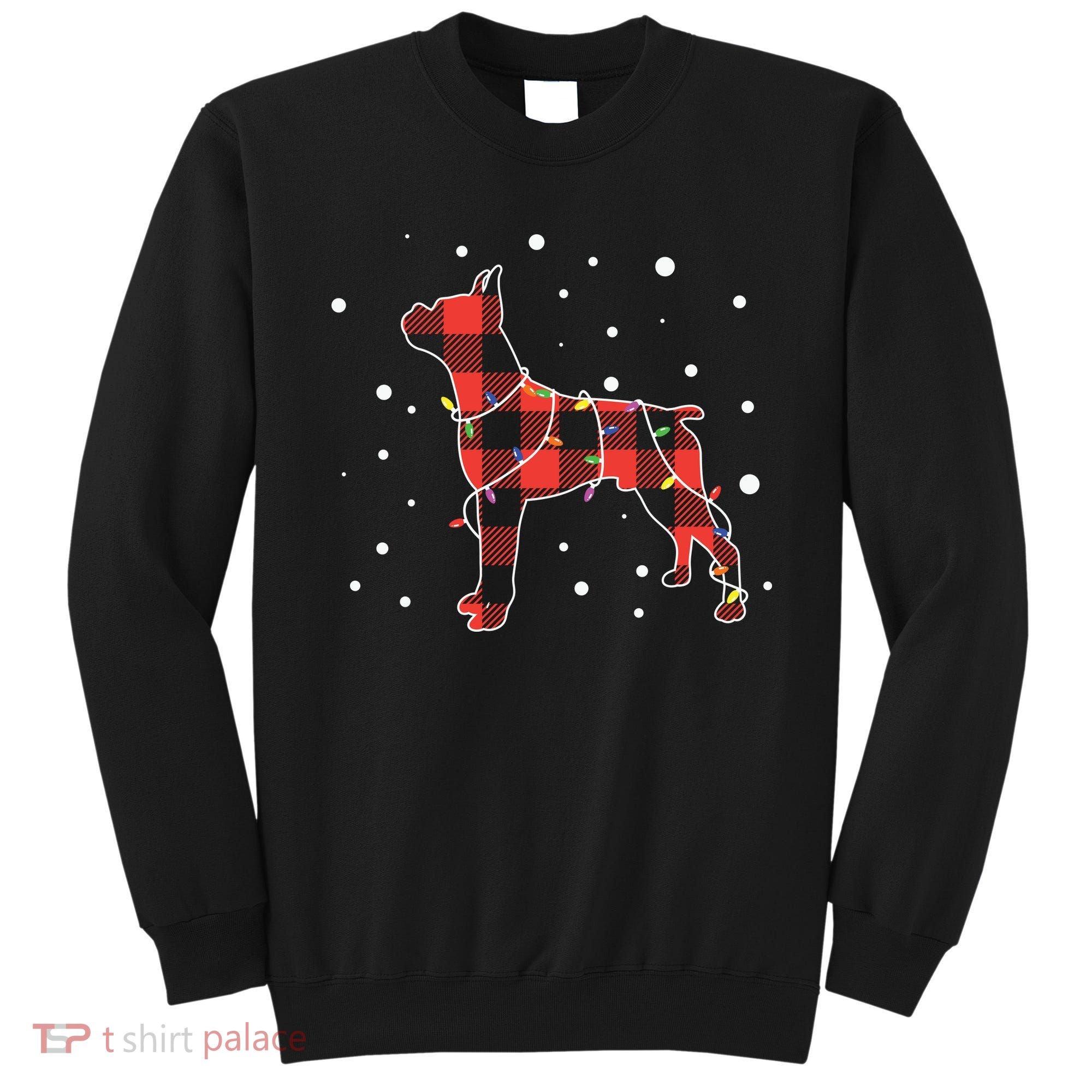 Merry Christmas Red Plaid Pitbull, Snowman, Christmas Lights, Christmas Tree Sweatshirt