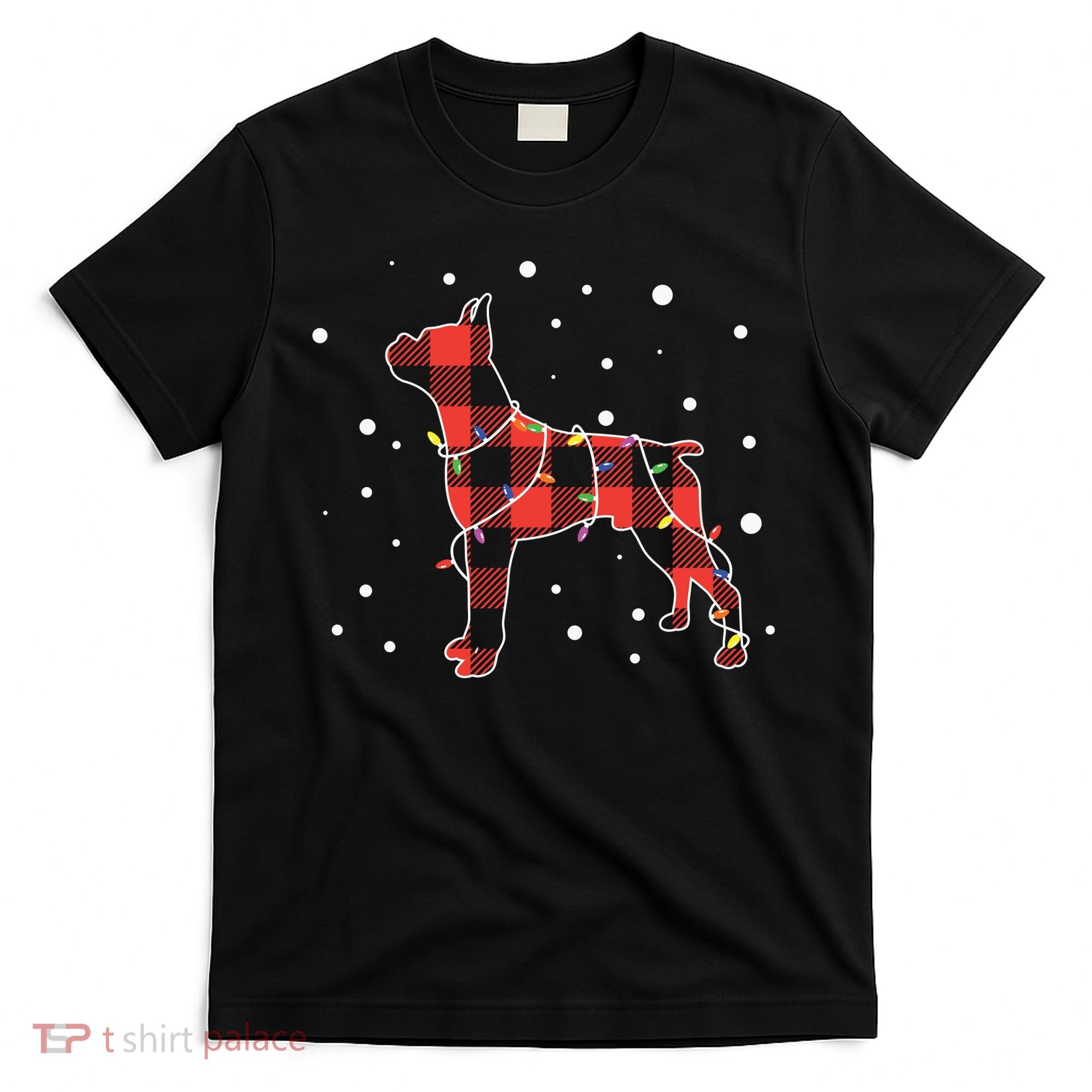 Merry Christmas Red Plaid Pitbull, Snowman, Christmas Lights, Christmas Tree T-Shirt