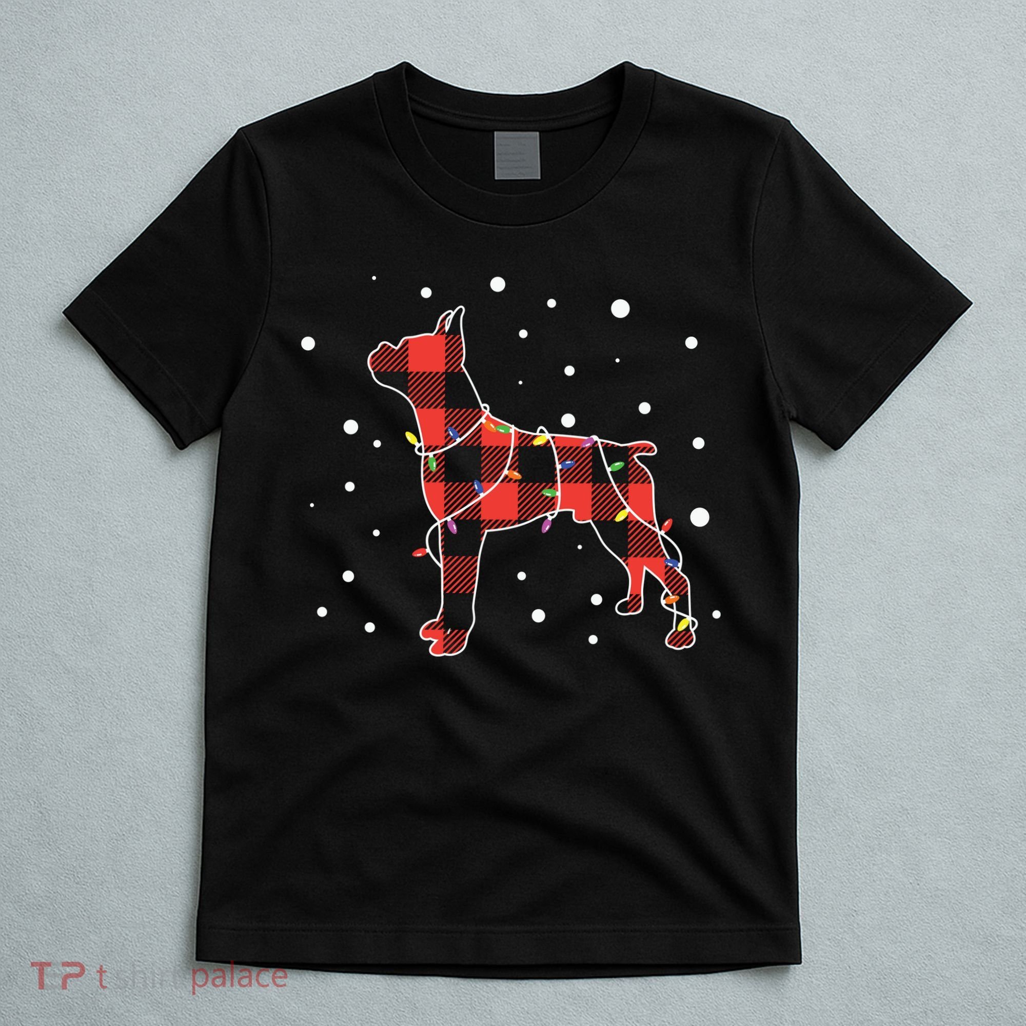 Merry Christmas Red Plaid Pitbull, Snowman, Christmas Lights, Christmas Tree T-Shirt