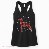 Merry Christmas Red Plaid Pitbull, Snowman, Christmas Lights, Christmas Tree Women's Tank Top thumb 0