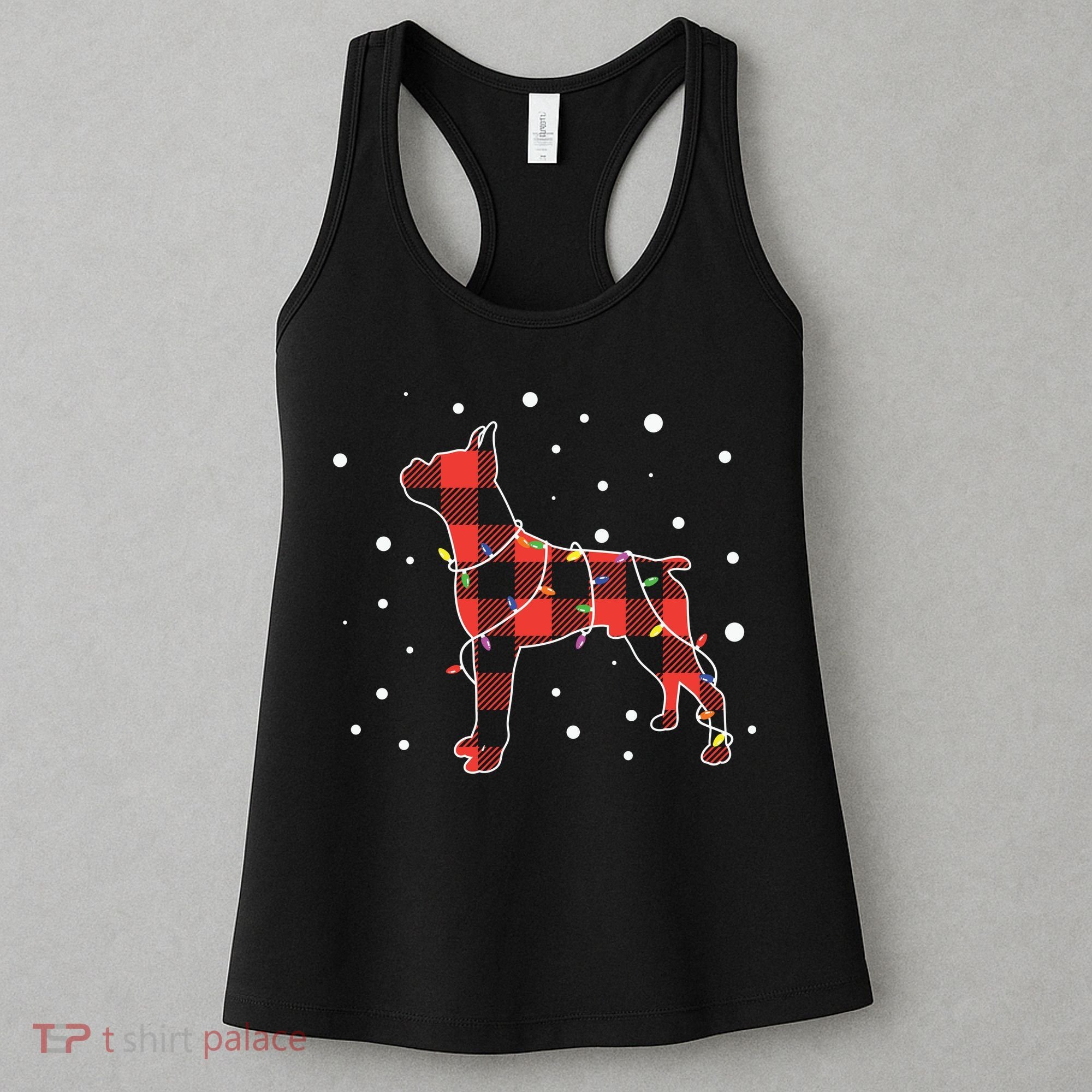 Merry Christmas Red Plaid Pitbull, Snowman, Christmas Lights, Christmas Tree Women's Tank Top