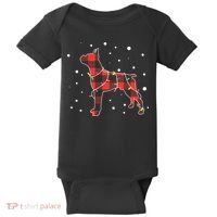 Merry Christmas Red Plaid Pitbull, Snowman, Christmas Lights, Christmas Tree Baby Bodysuit thumb 0