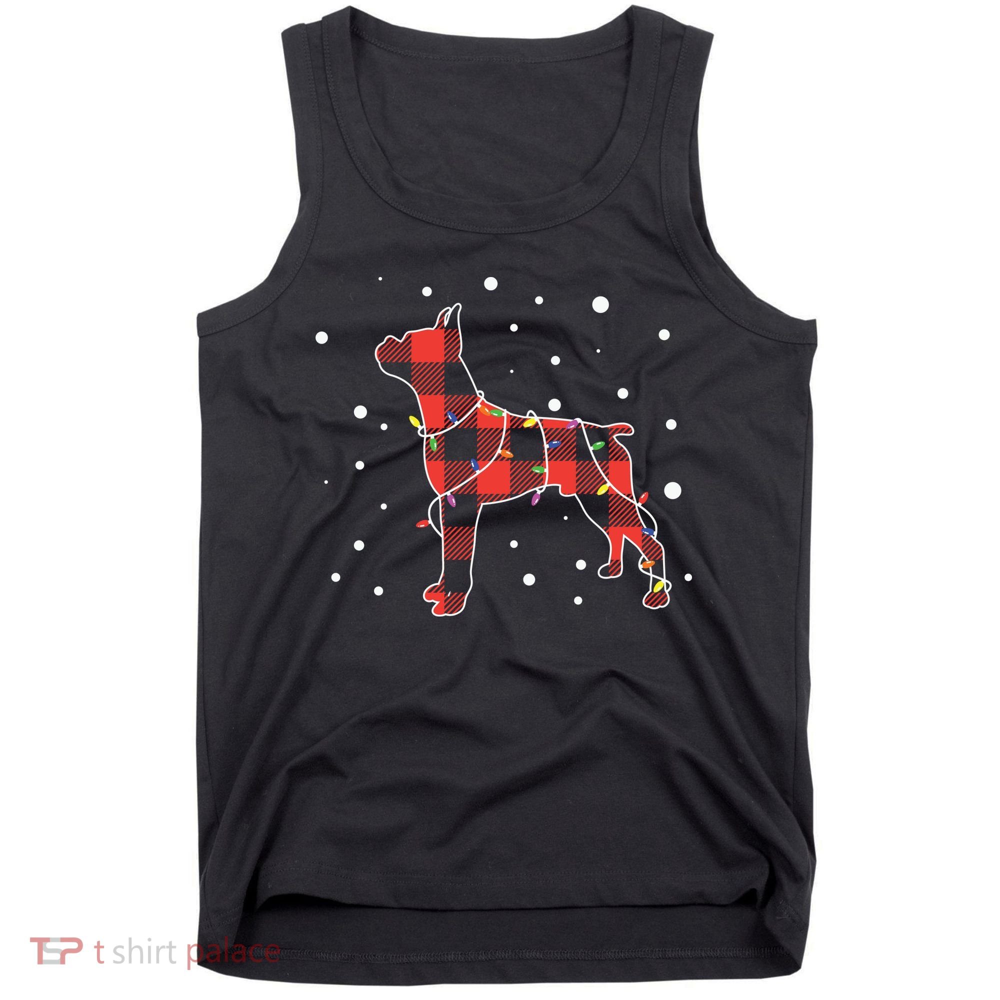 Merry Christmas Red Plaid Pitbull, Snowman, Christmas Lights, Christmas Tree Tank Top