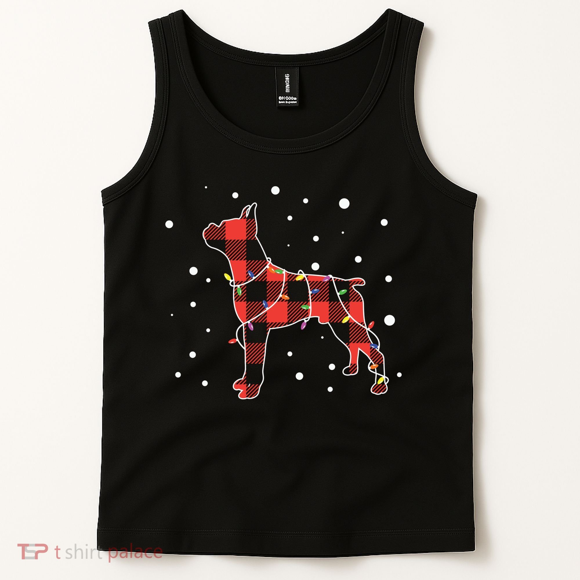 Merry Christmas Red Plaid Pitbull, Snowman, Christmas Lights, Christmas Tree Tank Top