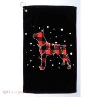 Merry Christmas Red Plaid Pitbull, Snowman, Christmas Lights, Christmas Tree Golf Towel thumb 0