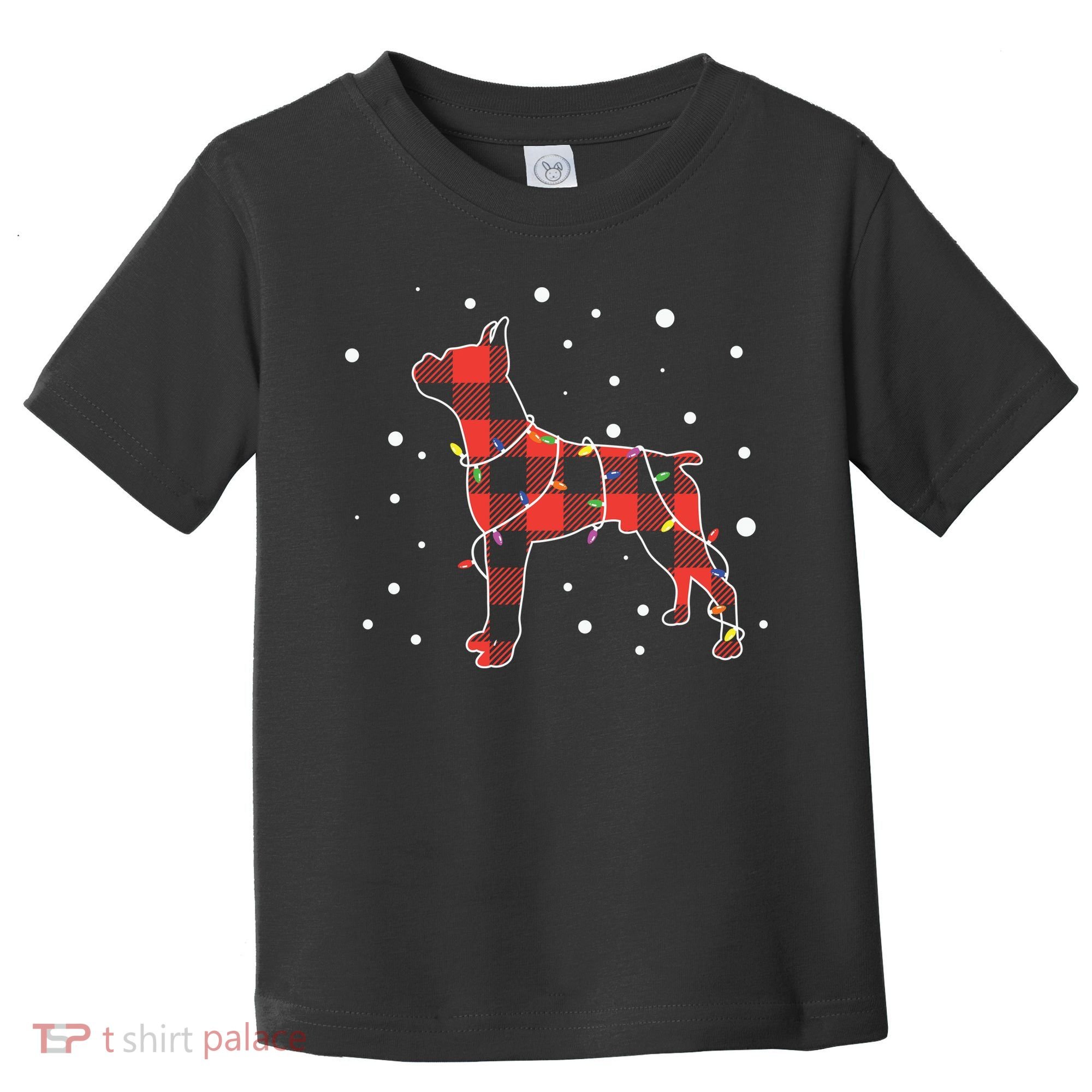 Merry Christmas Red Plaid Pitbull, Snowman, Christmas Lights, Christmas Tree Toddler T-Shirt