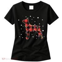 Merry Christmas Red Plaid Pitbull, Snowman, Christmas Lights, Christmas Tree Women's T-Shirt thumb 0