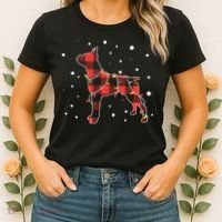 Merry Christmas Red Plaid Pitbull, Snowman, Christmas Lights, Christmas Tree Women's T-Shirt thumb 2