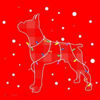 Merry Christmas Red Plaid Pitbull, Snowman, Christmas Lights, Christmas Tree Santa Hat thumb 1