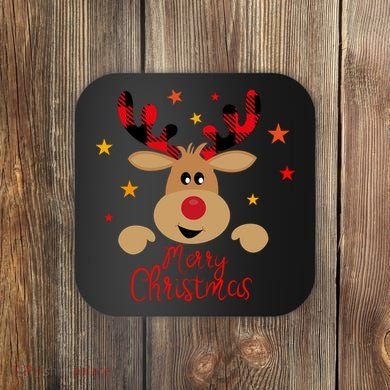 Merry Christmas Reindeer Holiday Cute Coaster