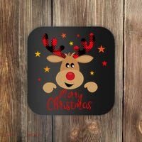 Merry Christmas Reindeer Holiday Cute Coaster thumb 0