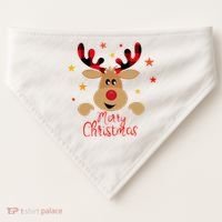 Merry Christmas Reindeer Holiday Cute USA-Made Doggie Bandana thumb 0