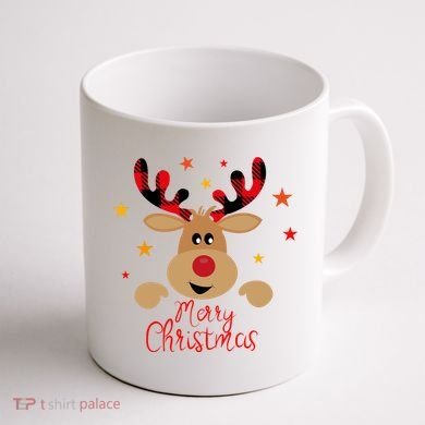 Merry Christmas Reindeer Holiday Cute Coffee Mug back