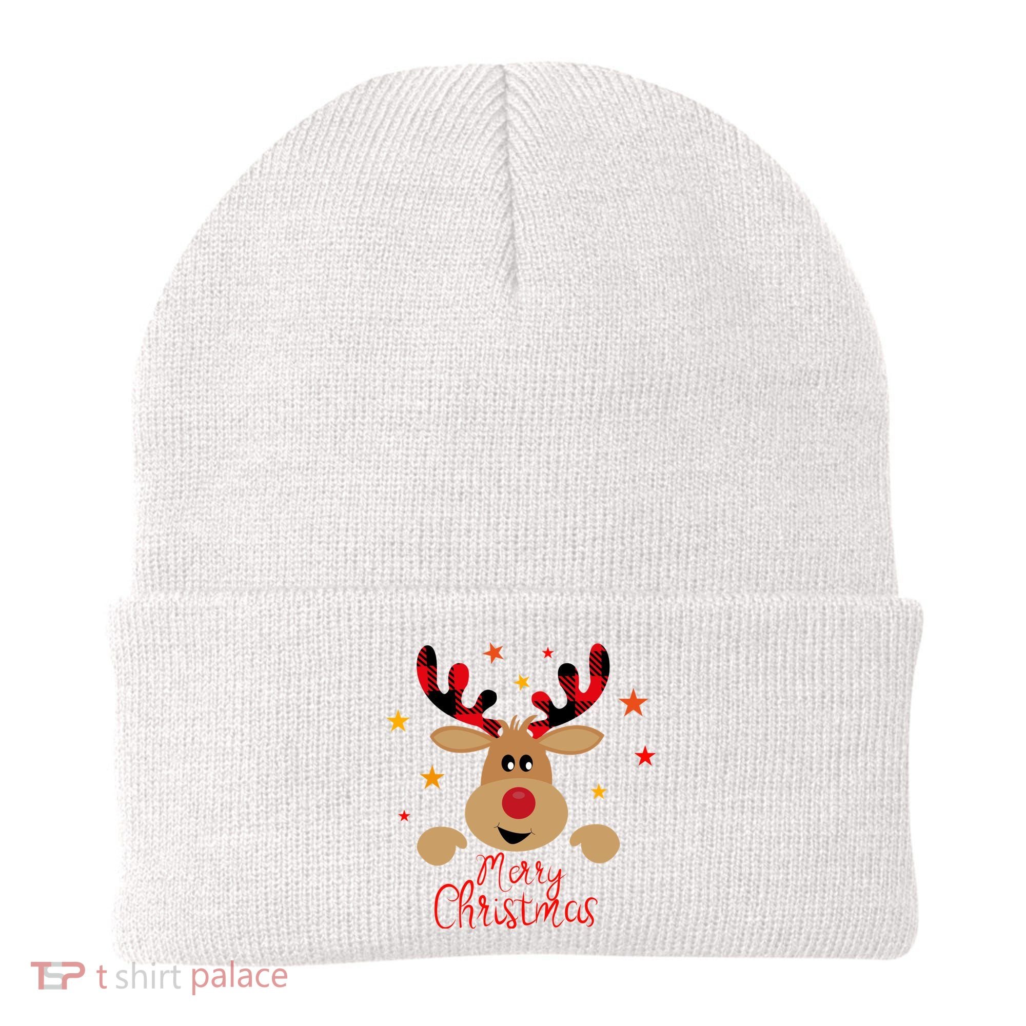 Merry Christmas Reindeer Holiday Cute Beanie