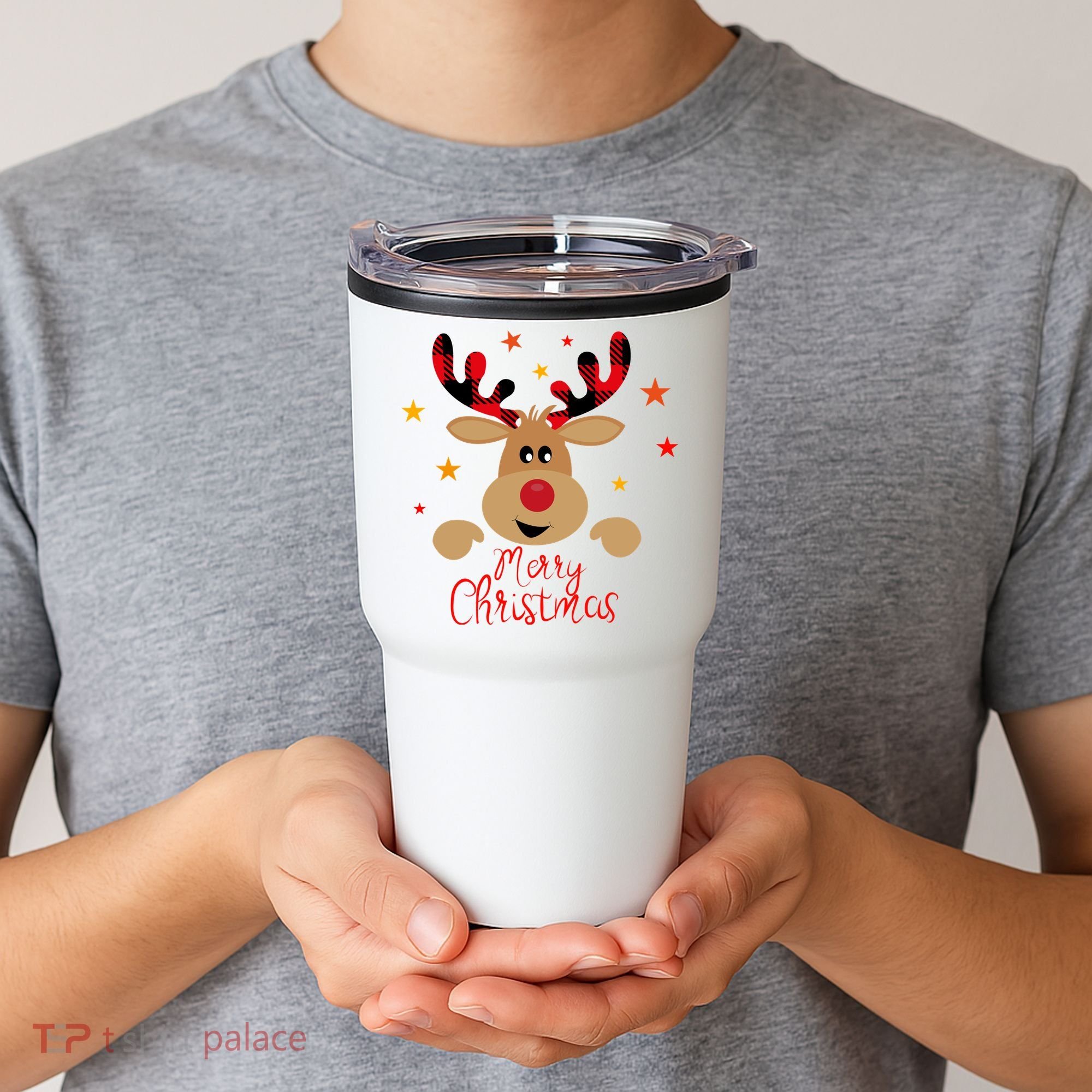 Merry Christmas Reindeer Holiday Cute Tumbler