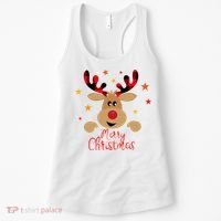 Merry Christmas Reindeer Holiday Cute Women's Tank Top thumb 0